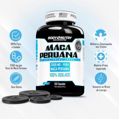 Maca Peruana Body Nutry, pote 150 cápsulas – força para exercicios