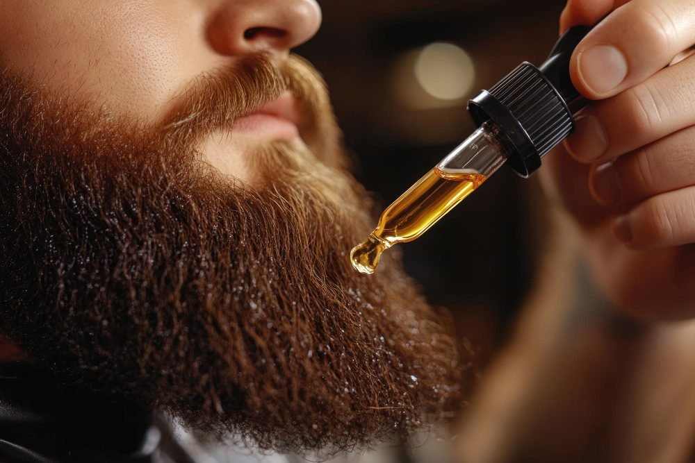 Aplicando óleo na barba