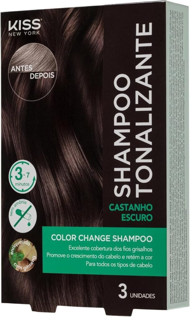 KISS NEW YORK Color Change Shampoo - Shampoo Tonalizante Castanho Escuro