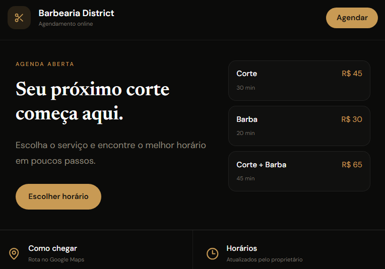 sistema de barbearia para agendamento